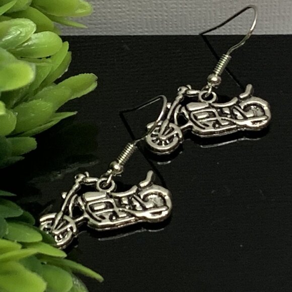 Motorcycle Earrings, Harley Davidson Earrings, Hog Earrings, Bike Earrings, Gift - Picture 5 of 6